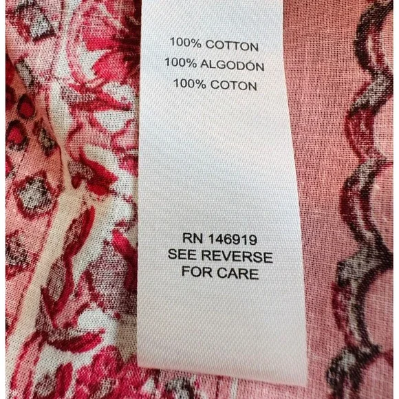 CASA CABANA Women's M Cotton NWT Penelope Red Licorice Short Sleeve Tasseled Top - Picture 9 of 12